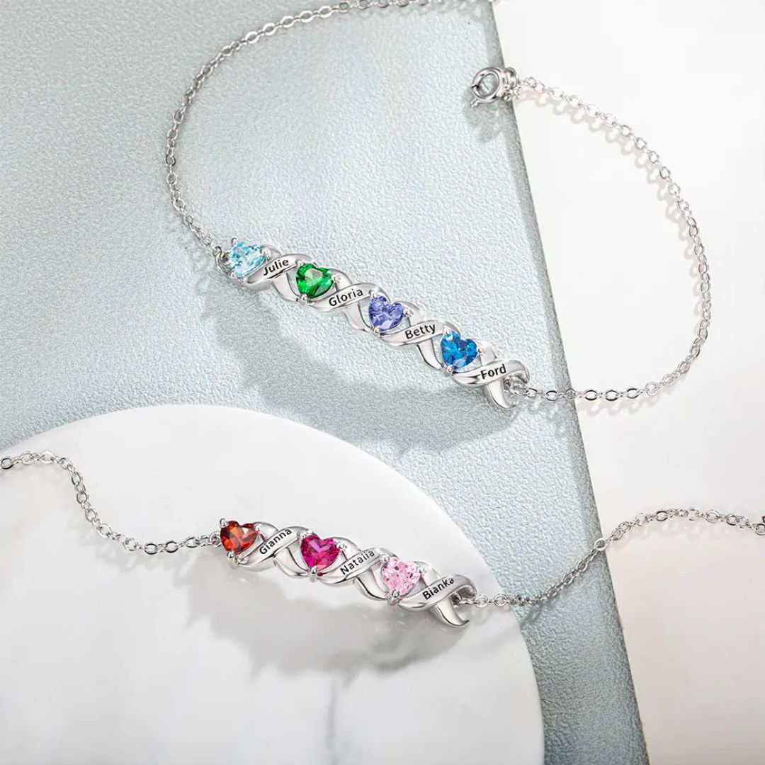 Pulsera personalizada con piedras de nacimiento y nombres - Moroveta