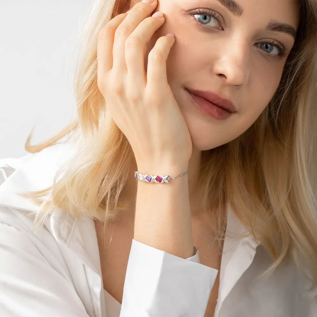 Pulsera personalizada con piedras de nacimiento y nombres - Moroveta