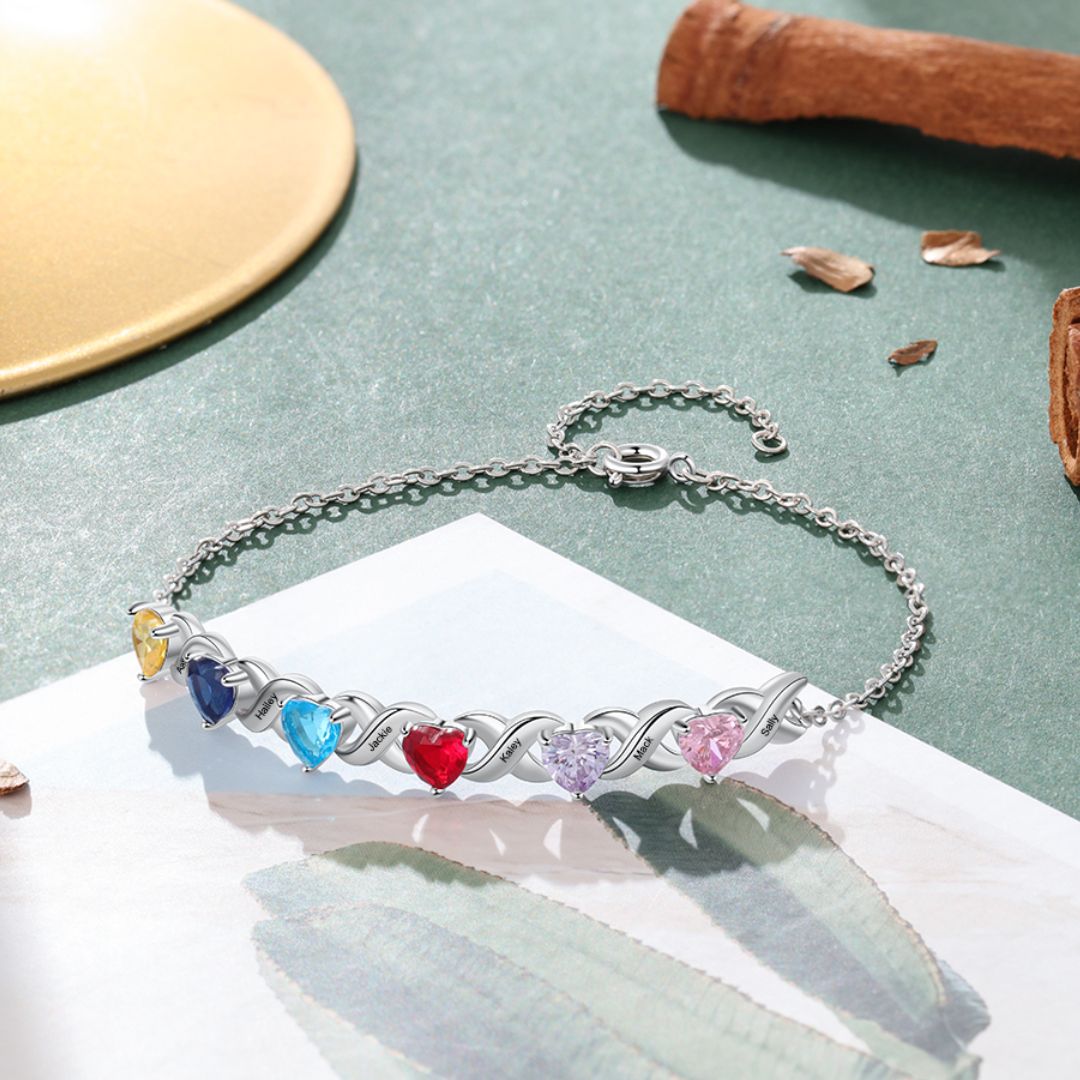 Pulsera personalizada con piedras de nacimiento y nombres - Moroveta