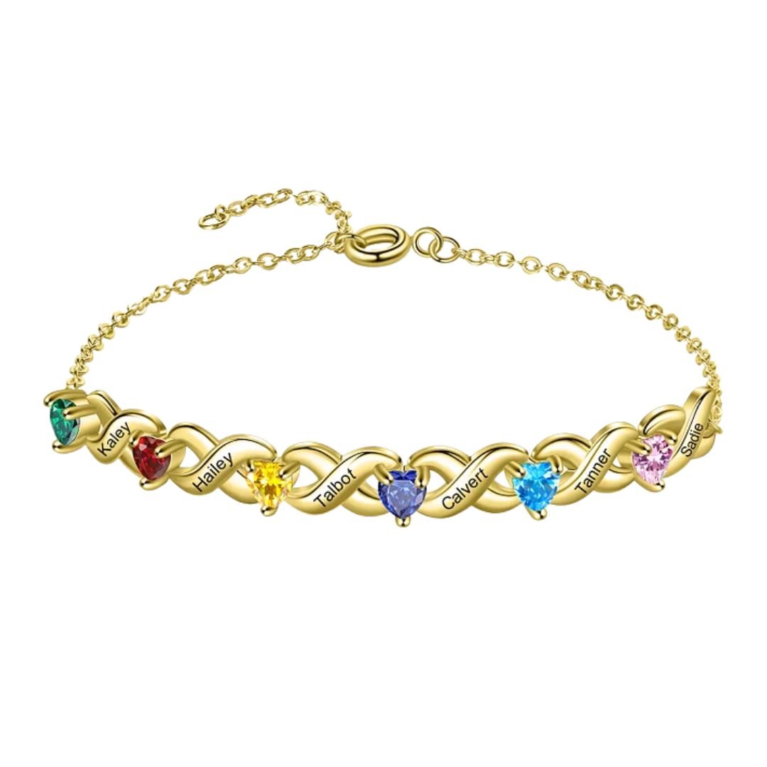 Pulsera personalizada con piedras de nacimiento y nombres - Moroveta