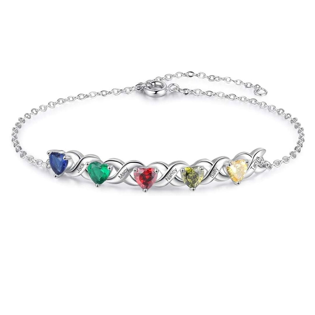 Pulsera personalizada con piedras de nacimiento y nombres - Moroveta