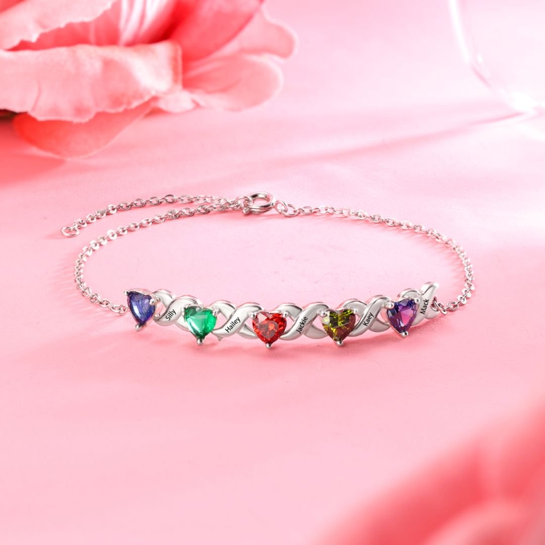 Pulsera personalizada con piedras de nacimiento y nombres - Moroveta