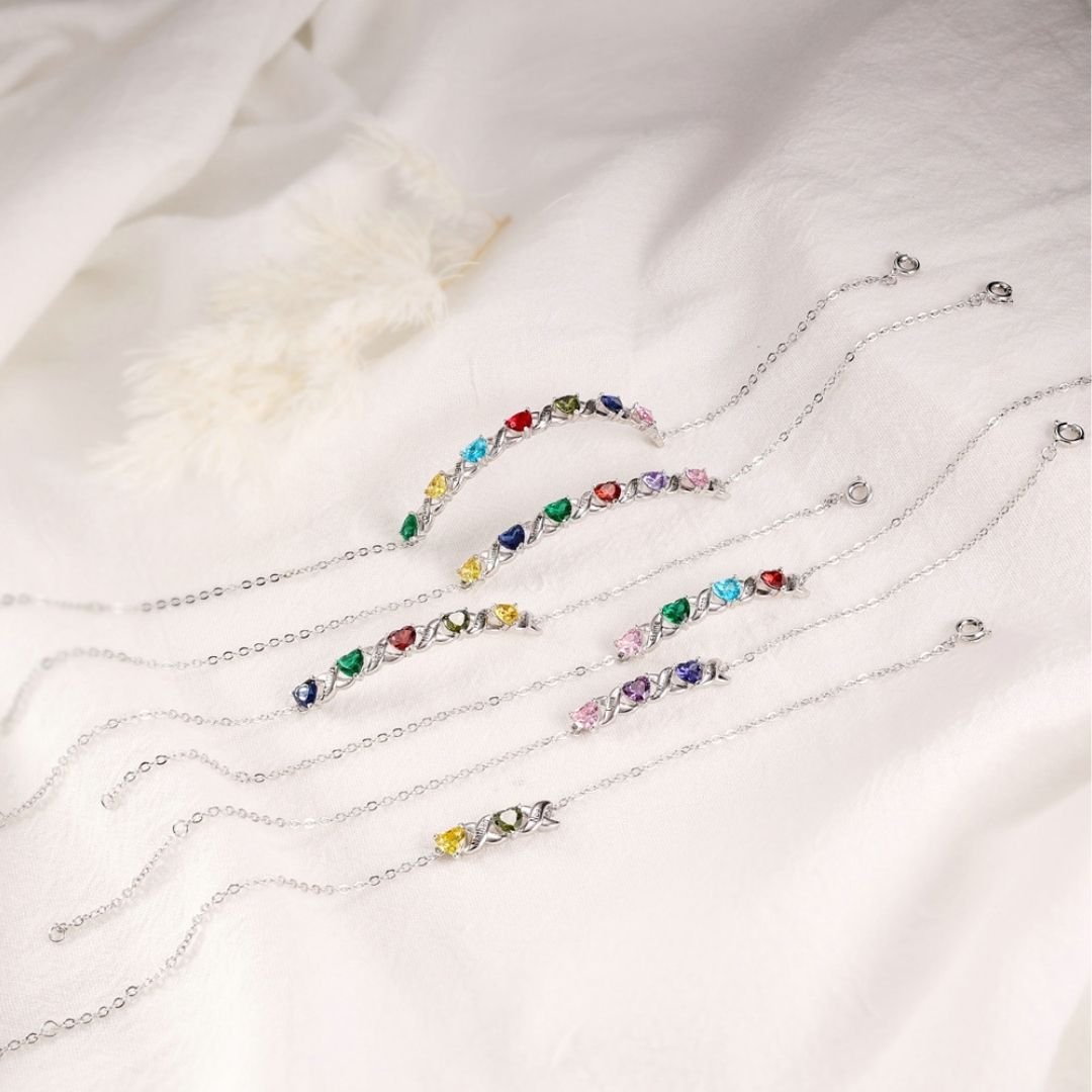 Pulsera personalizada con piedras de nacimiento y nombres - Moroveta