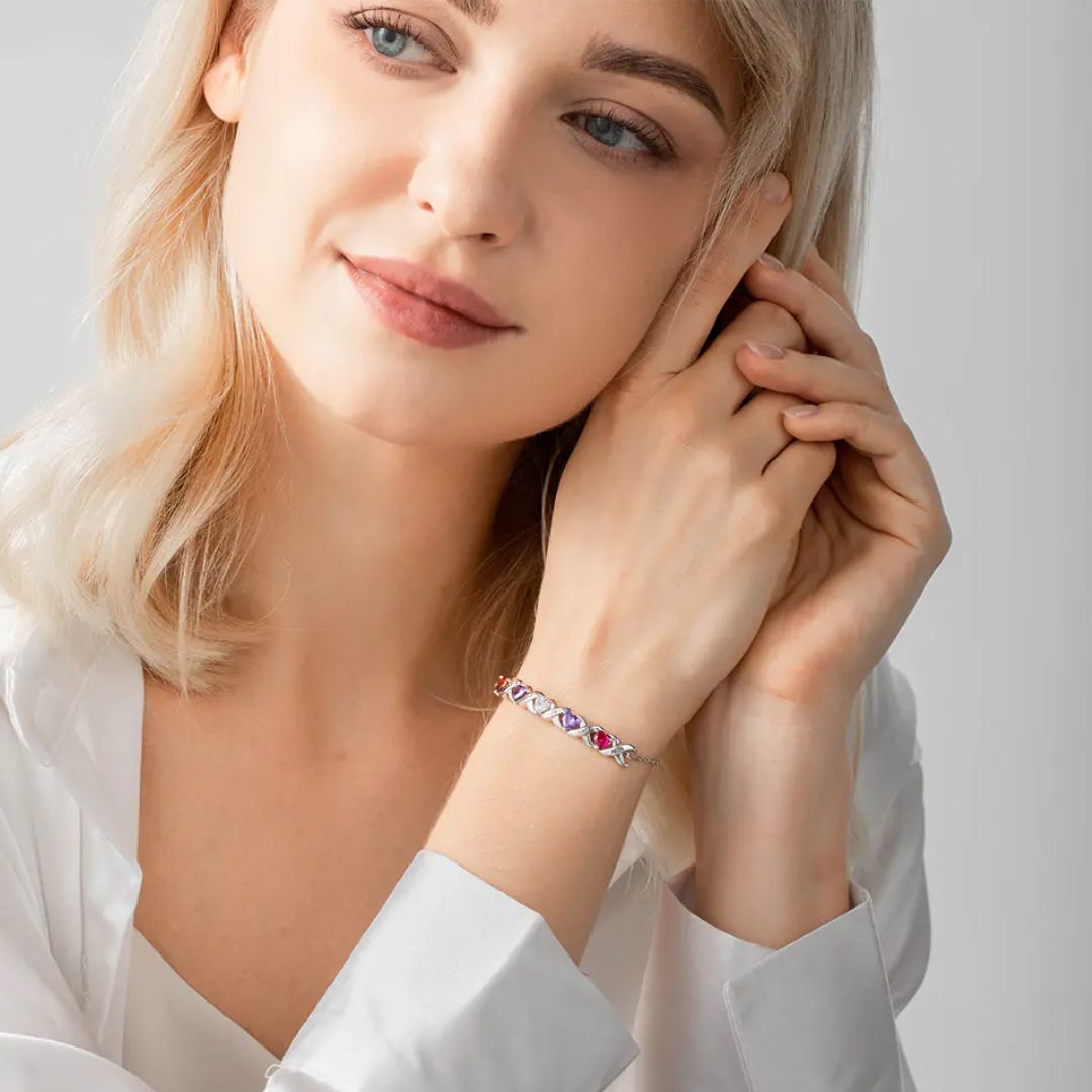 Pulsera personalizada con piedras de nacimiento y nombres - Moroveta