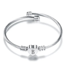 Cargar imagen en el visor de la galería, Women A-Z Initial Letter Love Heart Alphabet Name Cuff Bracelets - Moroveta