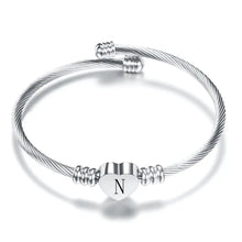 Cargar imagen en el visor de la galería, Women A-Z Initial Letter Love Heart Alphabet Name Cuff Bracelets - Moroveta