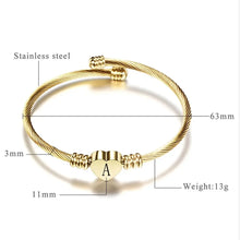 Cargar imagen en el visor de la galería, Women A-Z Initial Letter Love Heart Alphabet Name Cuff Bracelets - Moroveta