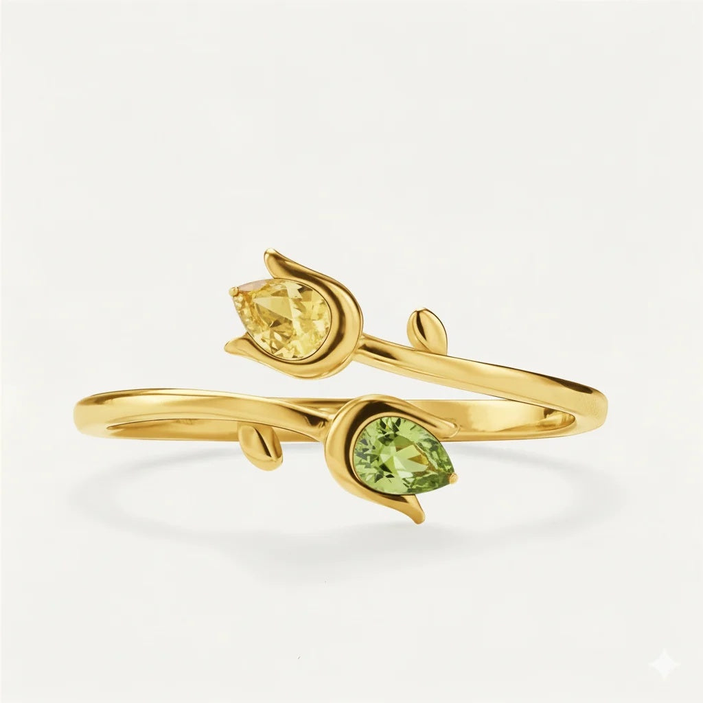Anillo tulipán con piedras de nacimiento