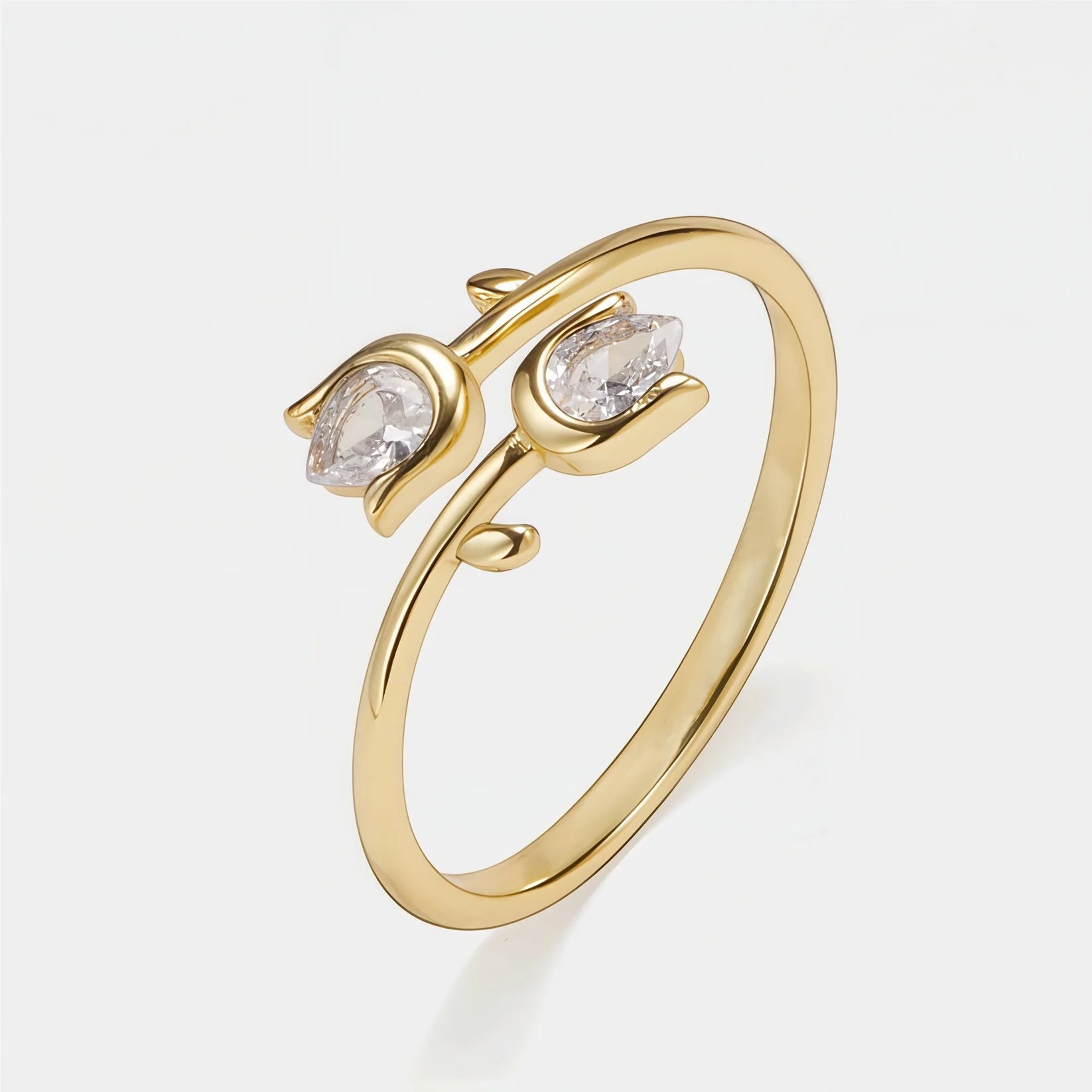 Anillo tulipán con piedras de nacimiento