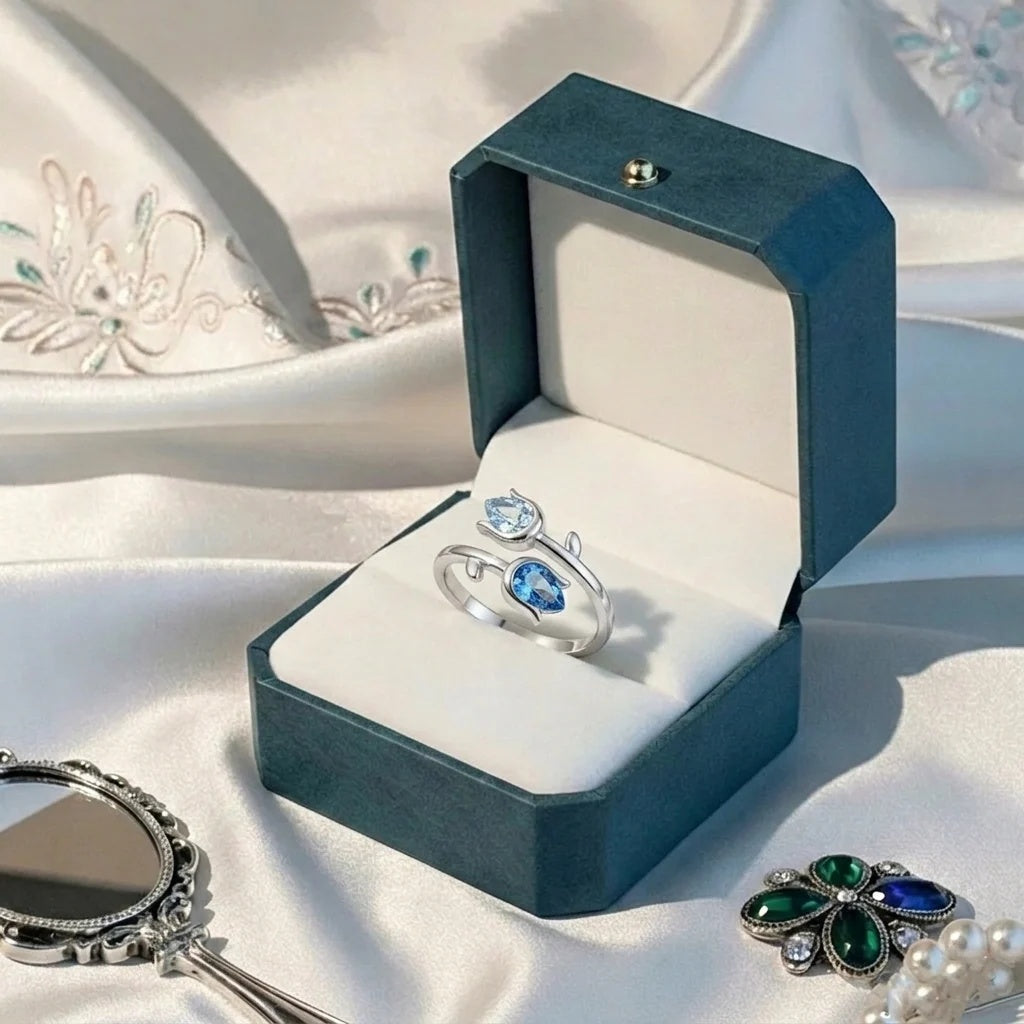 Anillo tulipán con piedras de nacimiento