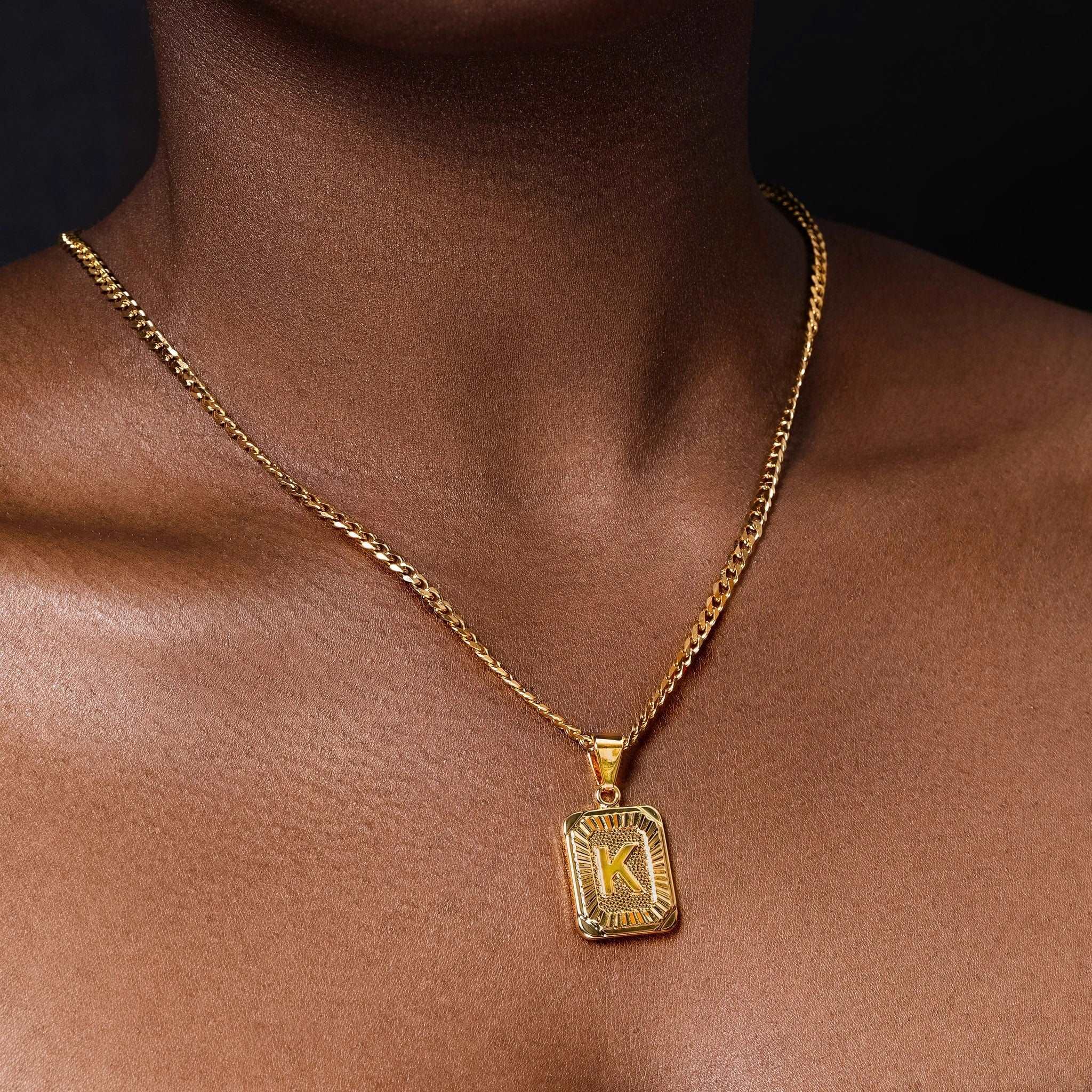 18k Gold Initials Pendant Necklace - Moroveta