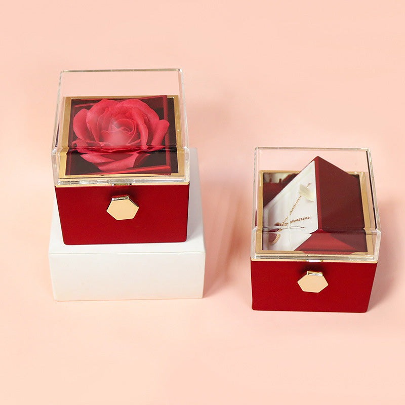 Caja de regalo con  rosa giratoria