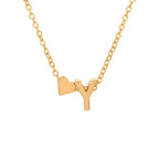 A pulsera de tobillo con inicial en color dorado, adornada con un dije de corazón y la letra Y juntos, aporta un toque personalizado similar al elegante diseño minimalista del producto.