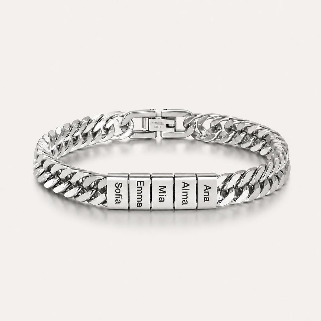 Pulsera cubana grabada para hombre