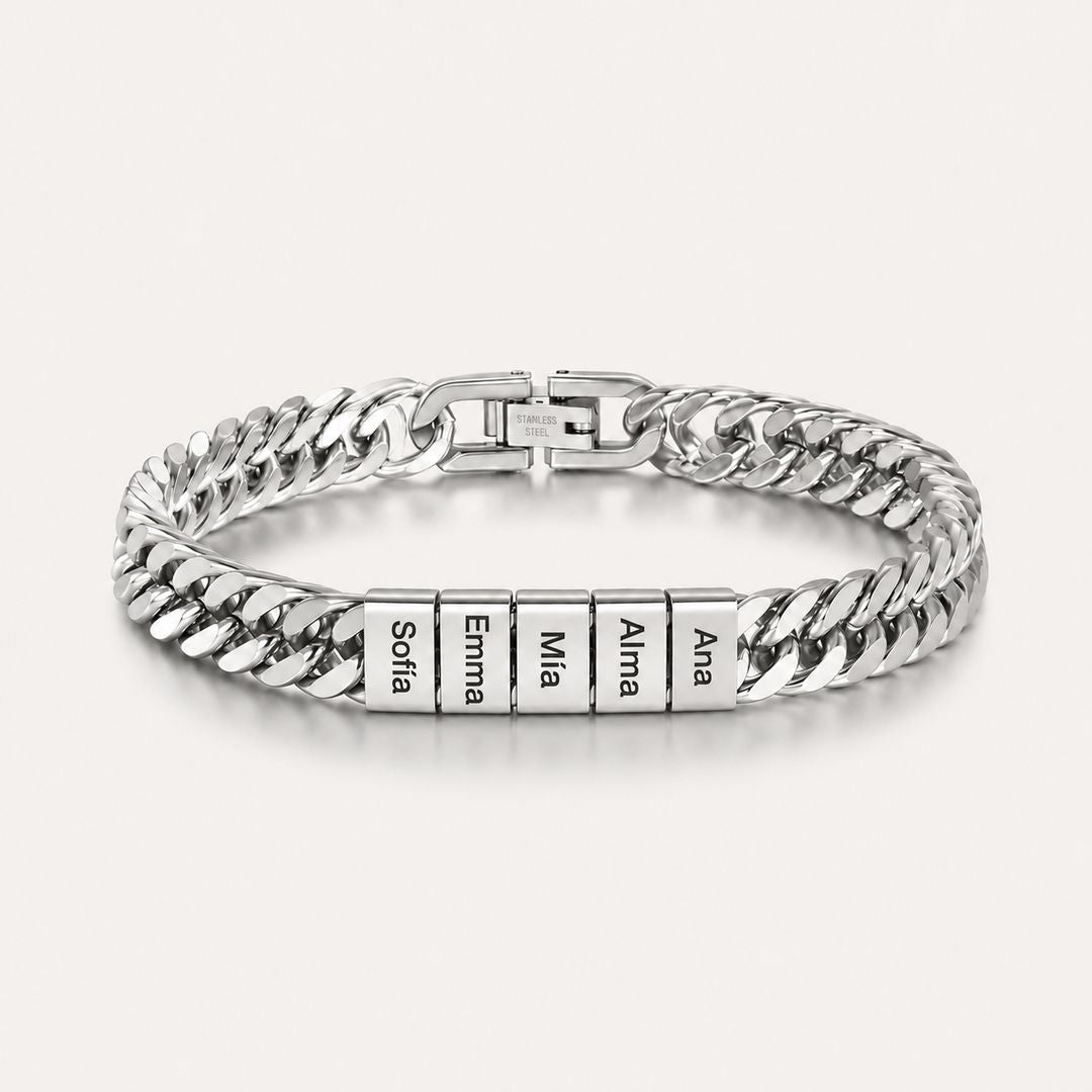 Pulsera cubana grabada para hombre