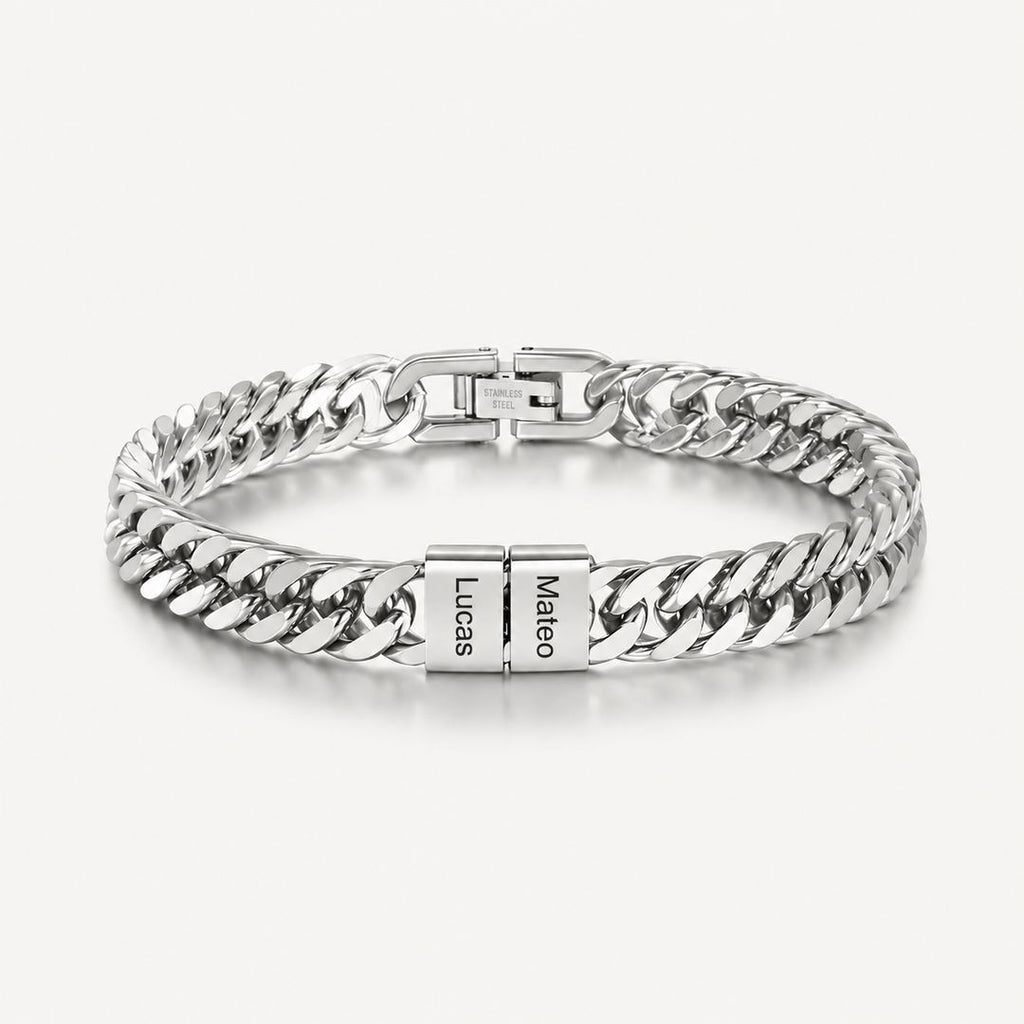 Pulsera cubana grabada para hombre