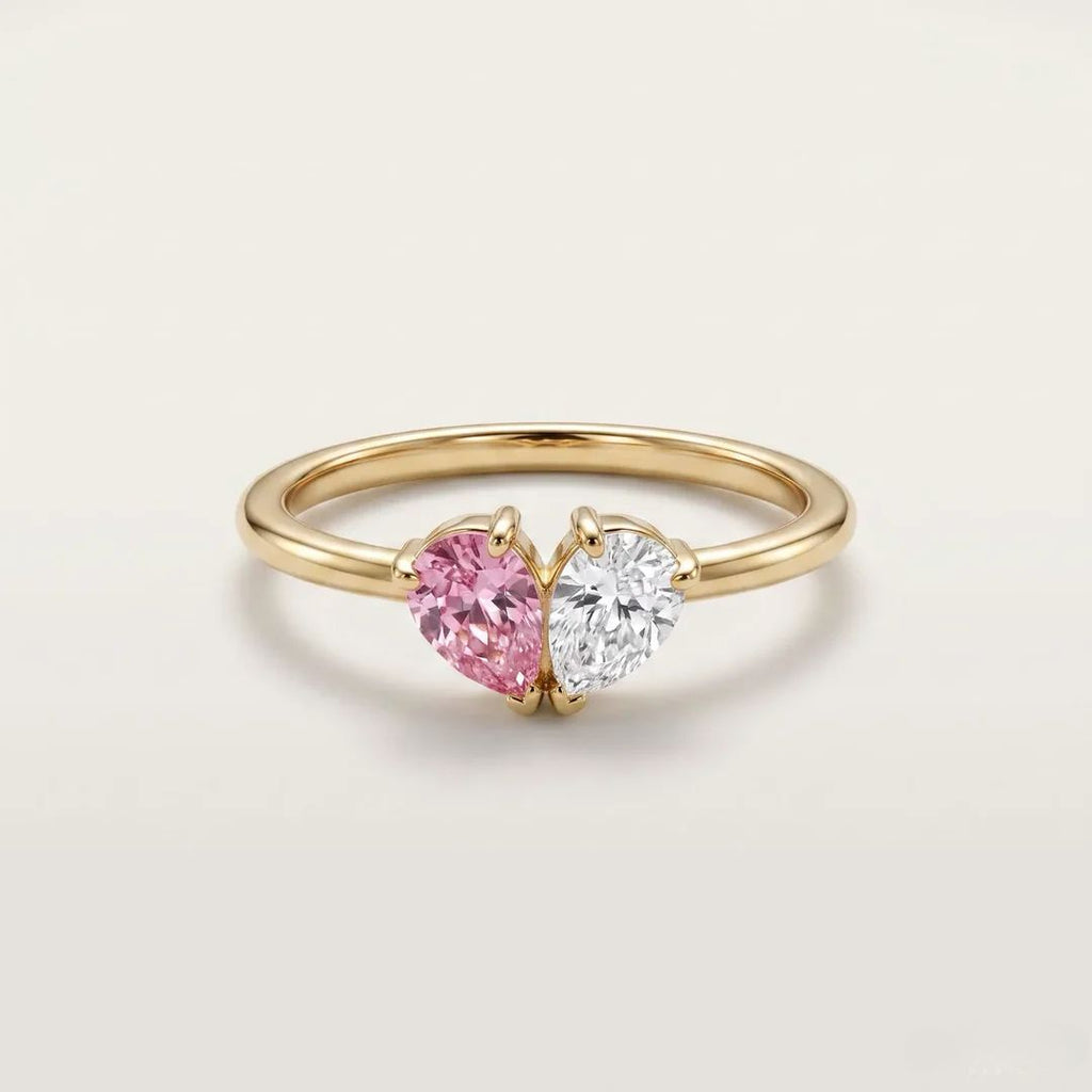 Anillo corazón con piedras de nacimiento