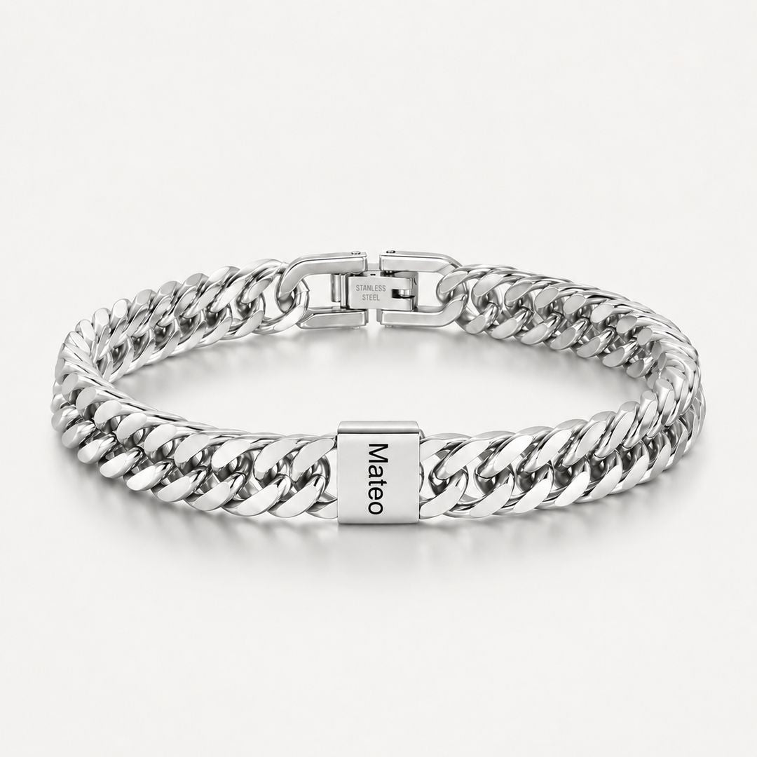 Pulsera cubana grabada para hombre