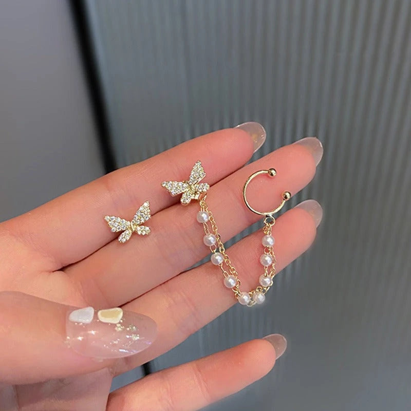 Aretes mariposa con perlas - Moroveta