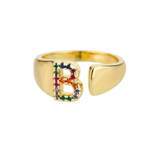 Anillo colorido personalizado con letra