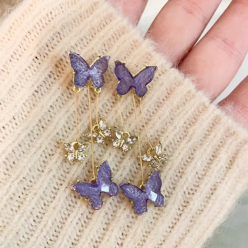 Aretes Mariposa púrpura