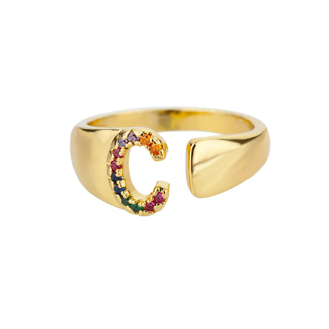 Anillo colorido personalizado con letra