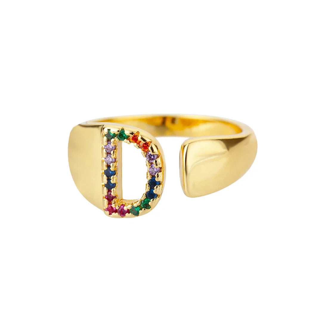 Anillo colorido personalizado con letra