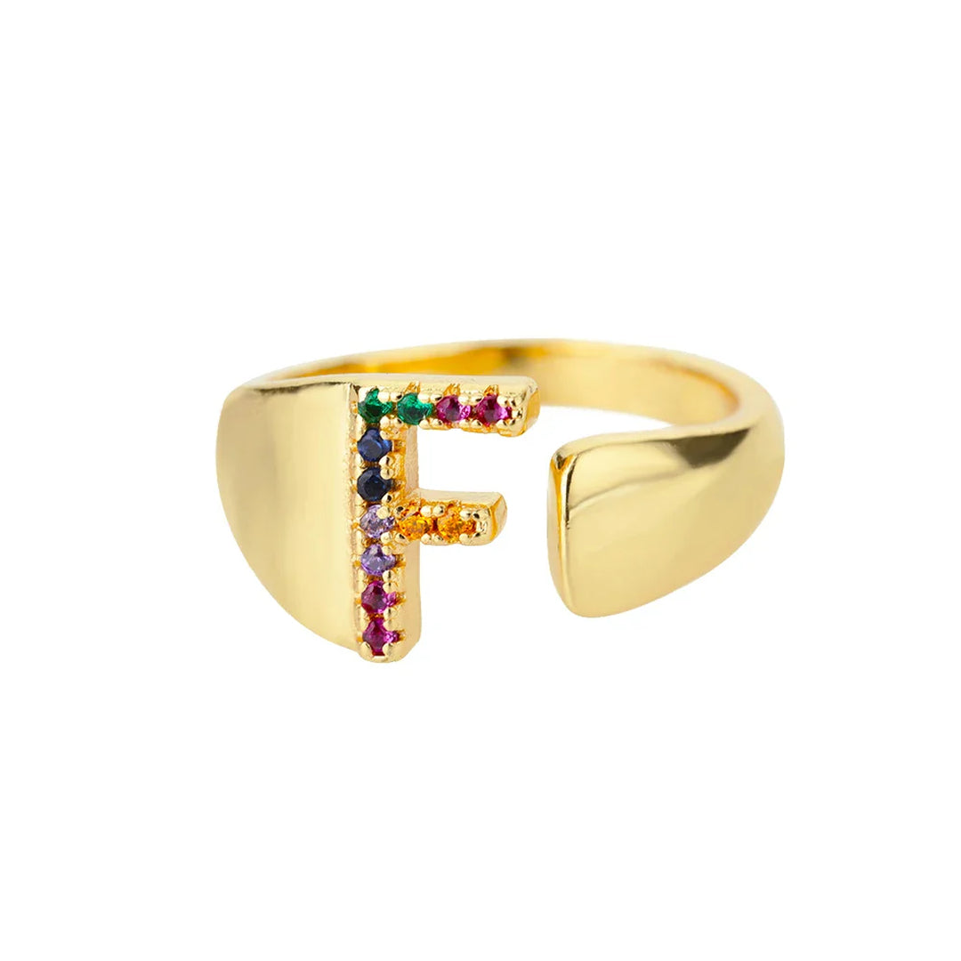 Anillo colorido personalizado con letra