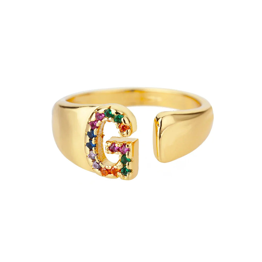 Anillo colorido personalizado con letra