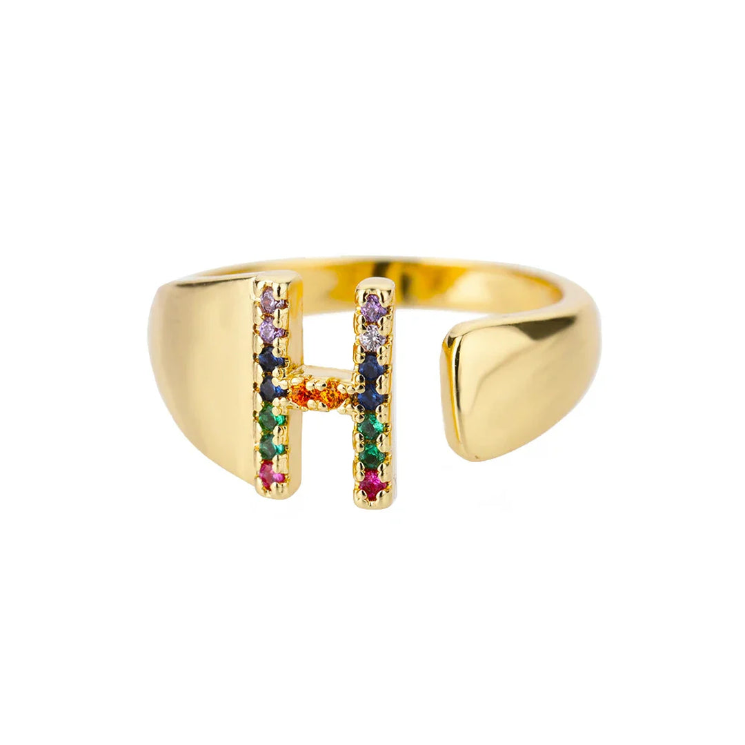 Anillo colorido personalizado con letra