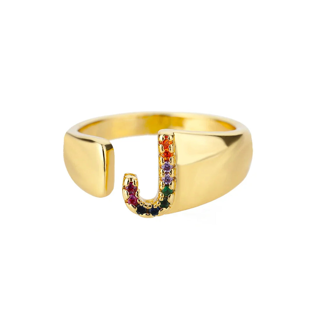 Anillo colorido personalizado con letra