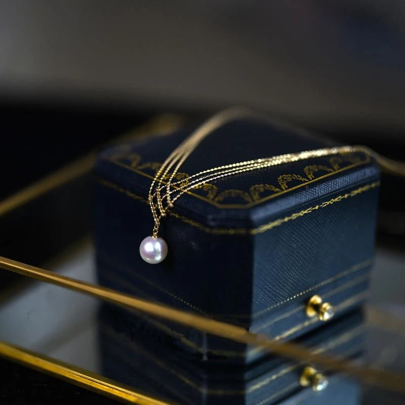 Japanese Akoya Pearl Lace Necklace in 14k Gold - Moroveta