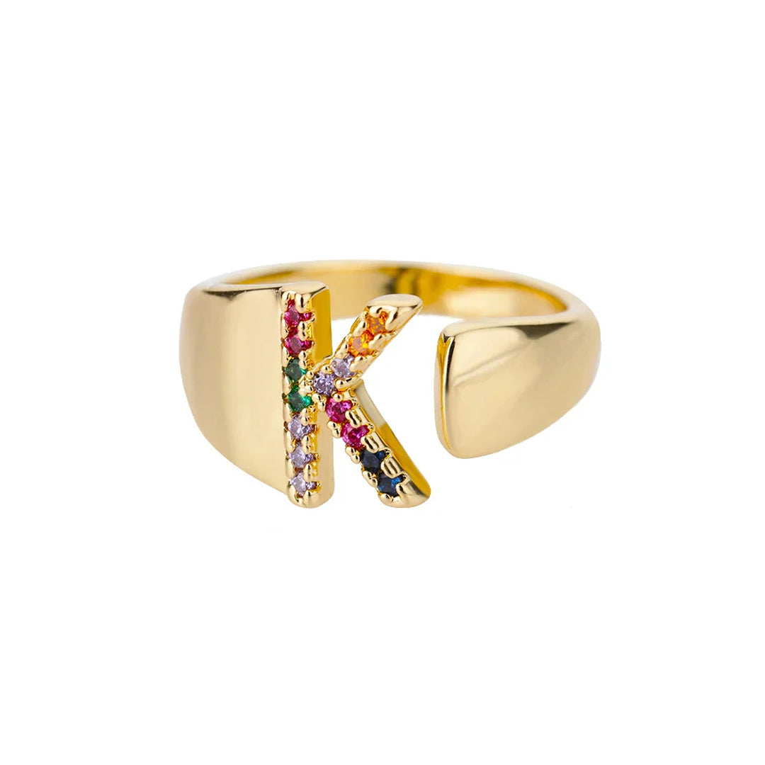 Anillo colorido personalizado con letra