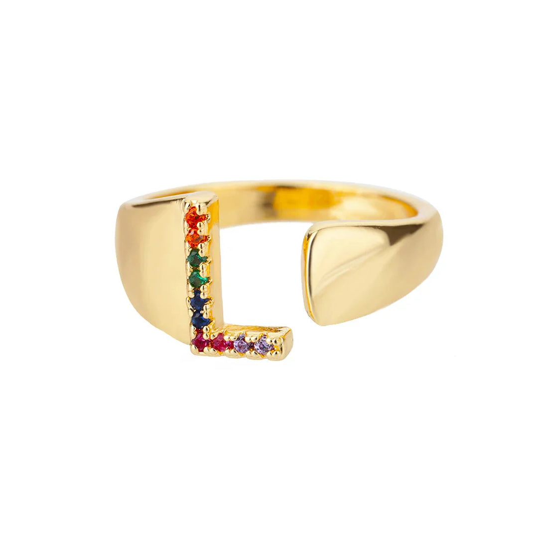 Anillo colorido personalizado con letra