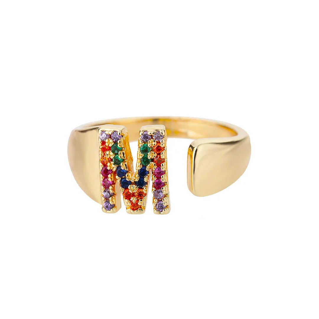 Anillo colorido personalizado con letra