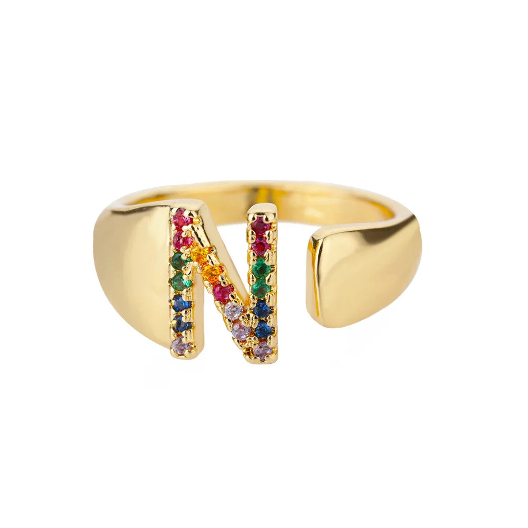 Anillo colorido personalizado con letra