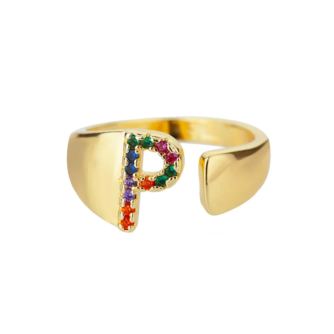 Anillo colorido personalizado con letra