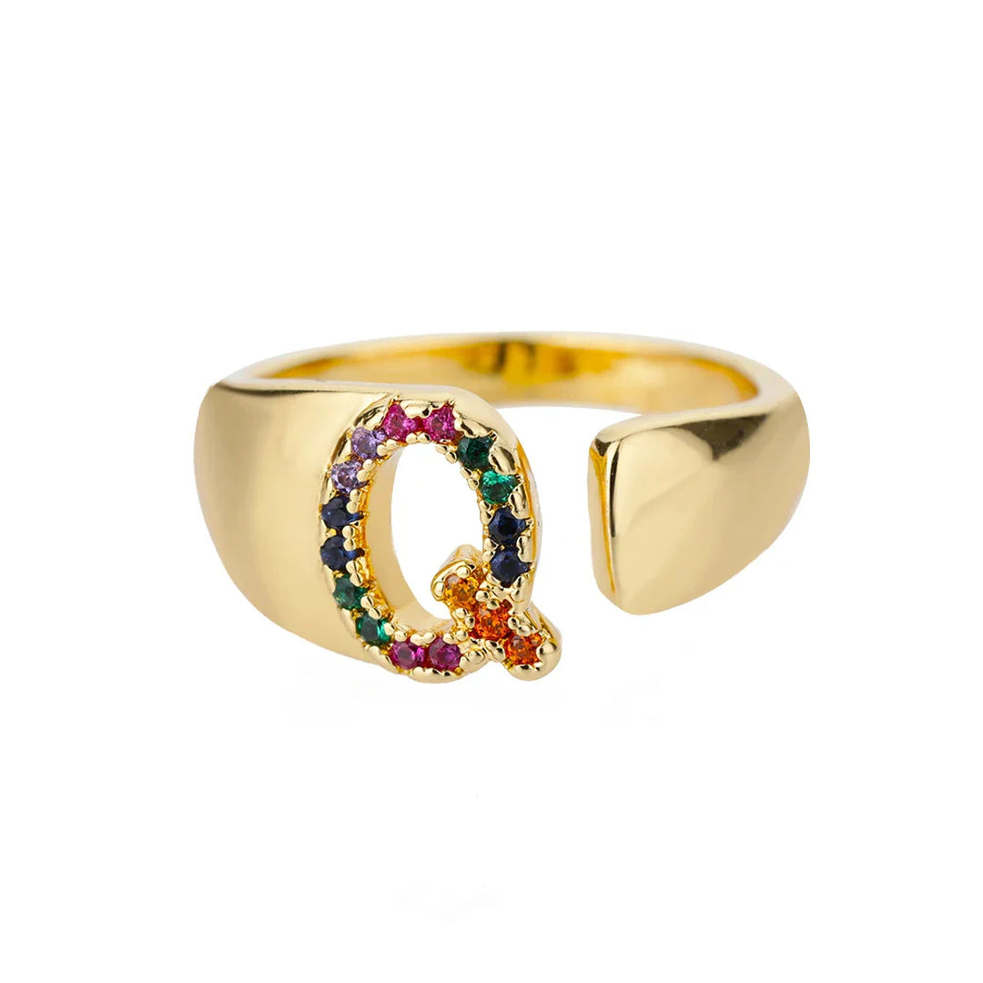 Anillo colorido personalizado con letra