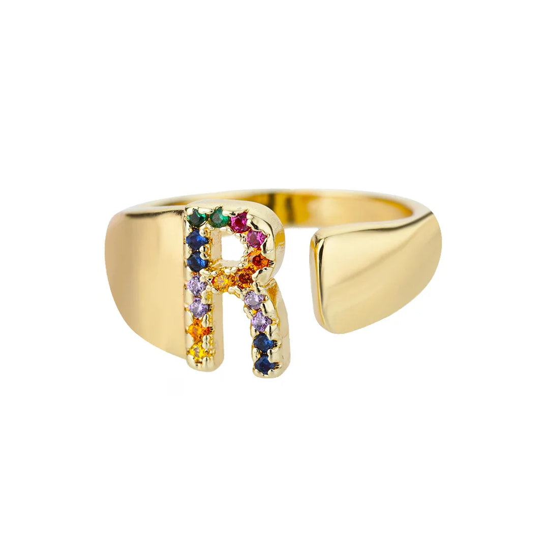 Anillo colorido personalizado con letra