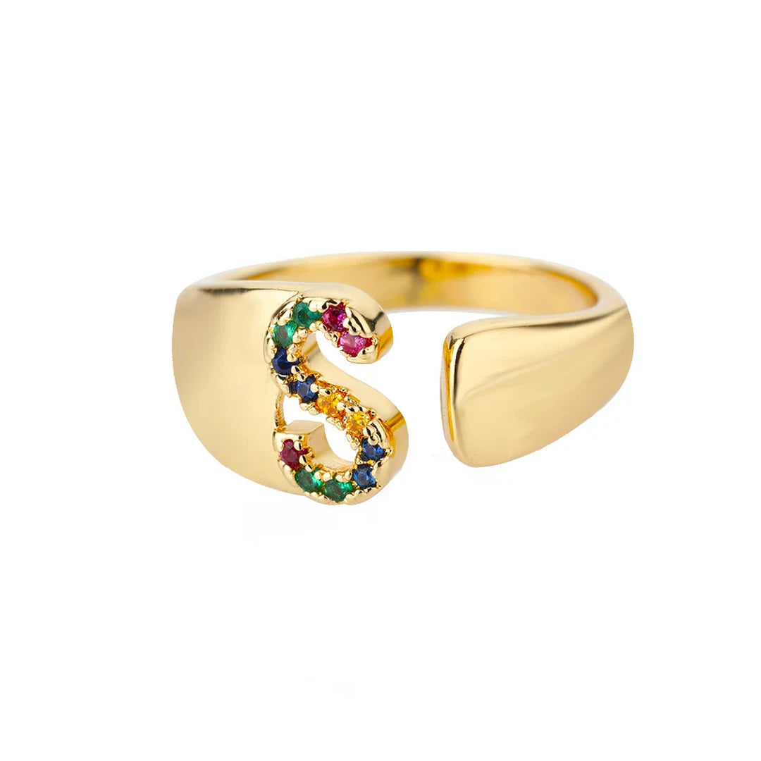 Anillo colorido personalizado con letra