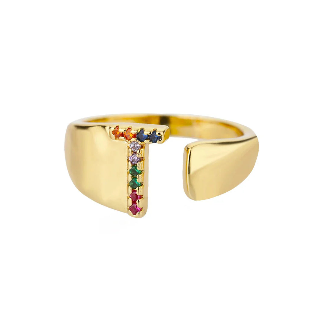 Anillo colorido personalizado con letra