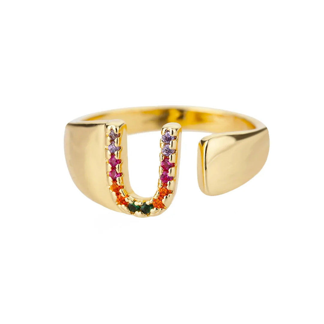 Anillo colorido personalizado con letra