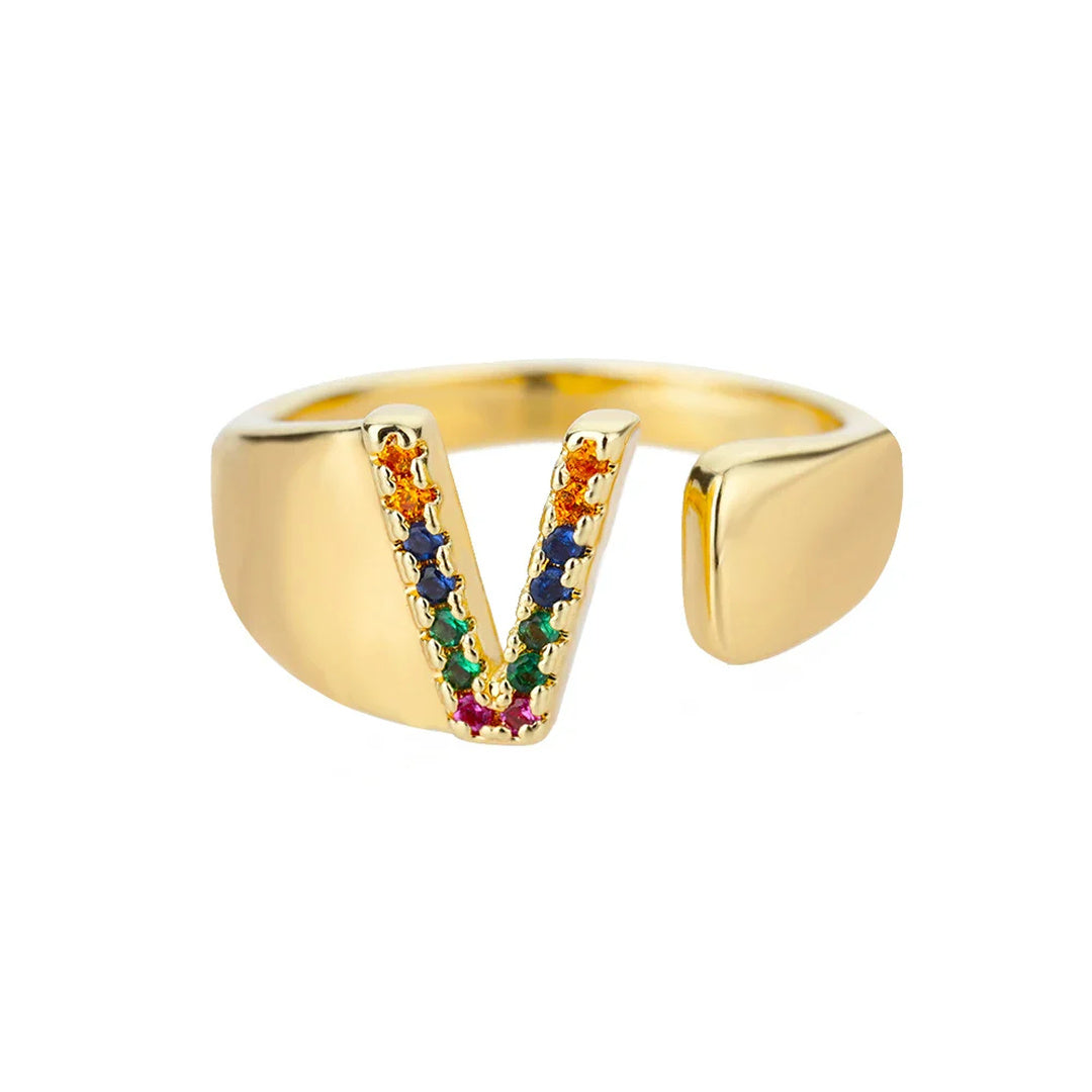 Anillo colorido personalizado con letra