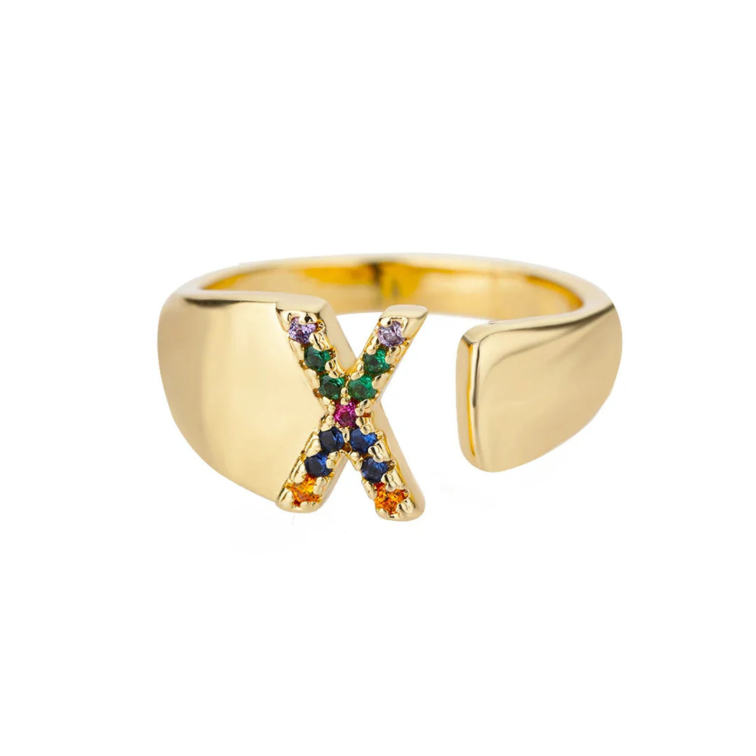 Anillo colorido personalizado con letra