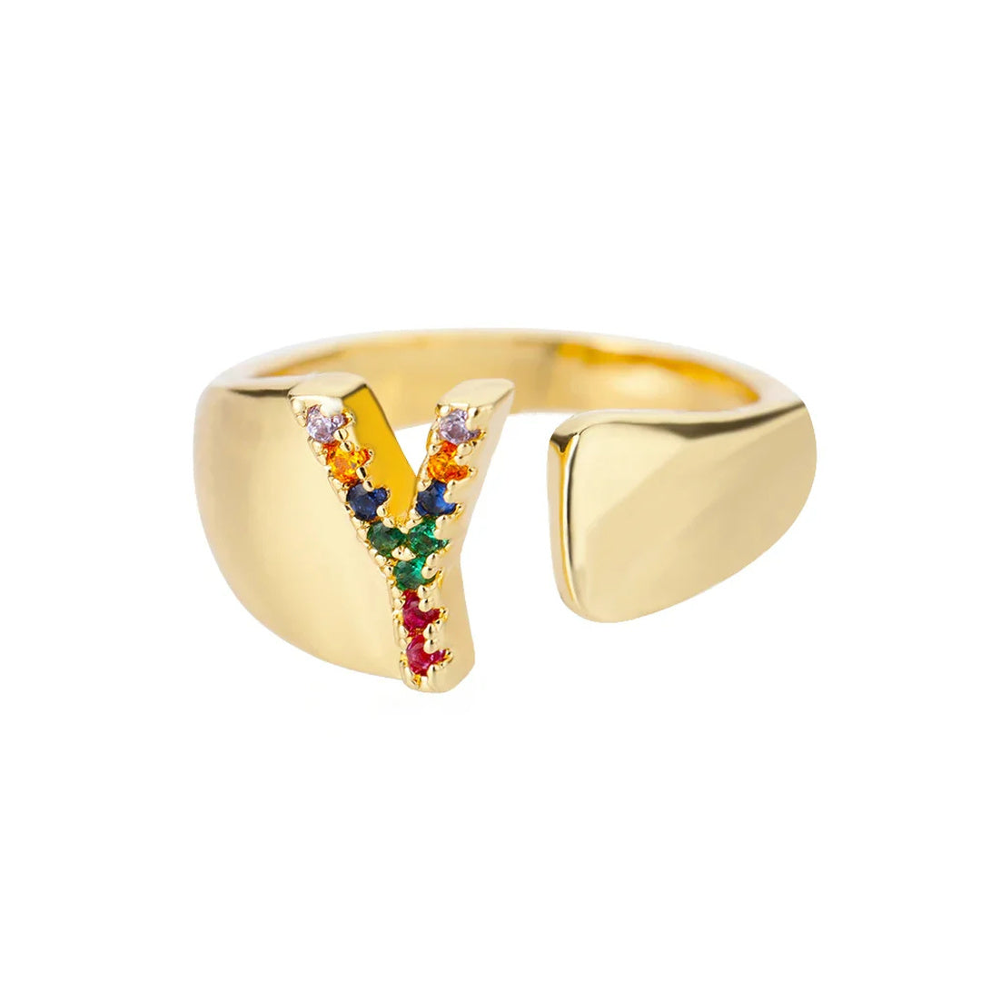 Anillo colorido personalizado con letra