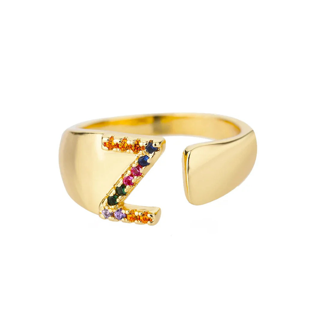 Anillo colorido personalizado con letra