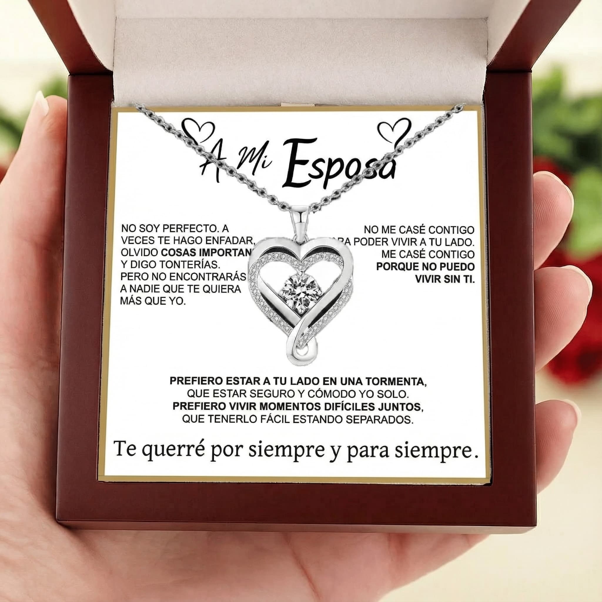 "A Mi Esposa" Collar Corazón Para Siempre - Moroveta
