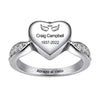El Anillo Abrazo al cielo personalizado es un anillo de corazón de plata grabado con alas de ángel, un halo, 