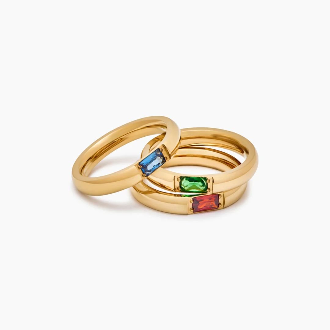Anillo apilable con piedra natal - Moroveta