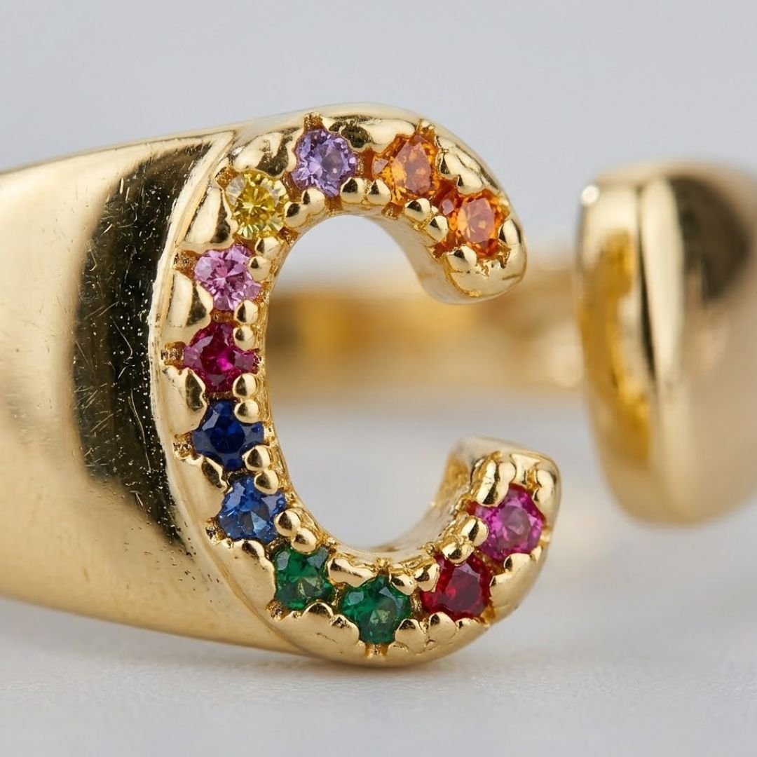 Anillo colorido personalizado con letra - Moroveta